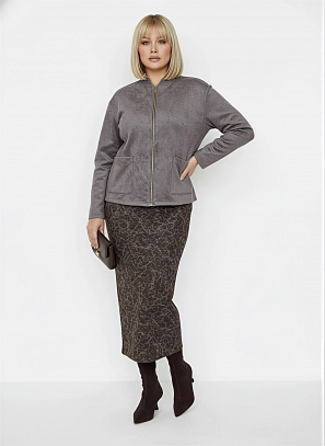 Жакет замшевый серо-коричневый